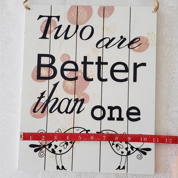 Two Are Better Than One Home Decor Sign Couples Pair Birds Pink White Gift - Picture 6 of 8